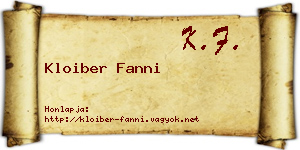 Kloiber Fanni névjegykártya